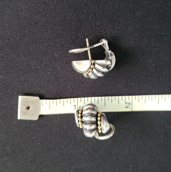 LAGOS-Caviar Two-Tone Twisted Huggie Leverback Earrings